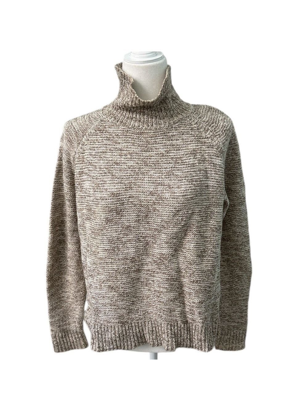 Madewell Raglan Turtleneck Sweater Grey Marled Brown Knit Relaxed Fit Size Small